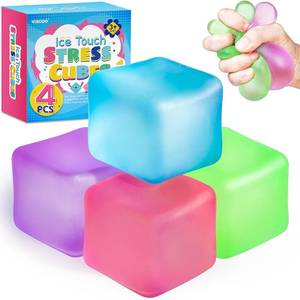 lot 12228 image: VISCOO 4 Pack Stress Cube,Slow Rising Ice Cube Stress Balls for Adults Kids