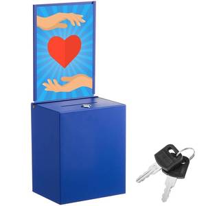 lot 19595 image: Weekgrat Metal Donation Box for Fundraising,Basic,Blue