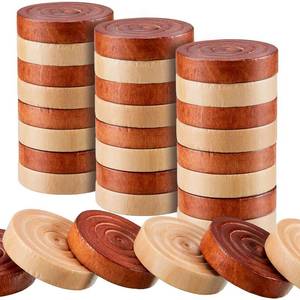 lot 20027 image: 24 Pieces Wooden Checkers 1.06 Inch Wood Checkers Pieces Stackable with Drawstring Storage Bag for Board Game Backgammon, Dark Brown and Natural Wood Color