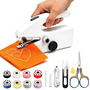 lot 20028 image: Hand Held Sewing Machine for Adults & Beginners, with a 15 PCS Basic Sewing Kit, Portable Mini Hand Sewing Machine, Dual Power (ACDC) for Quick Repairs, DIY Projects on Clothes, Jeans, Home & Travel