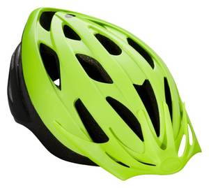 lot 20063 image: Schwinn Thrasher Helmet for Adults, Yellow, Size 58-62 cm, for Riders Ages 14, Lightweight Microshell, Adjustable Dial and Straps, Interior Padding, 20 Air Vents, Removable Visor, Adult Bike Helmet