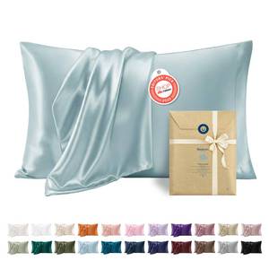 lot 20071 image: Bedsure Satin Pillowcases King Set of 2, Silky Pillow Cases Light Turquoise