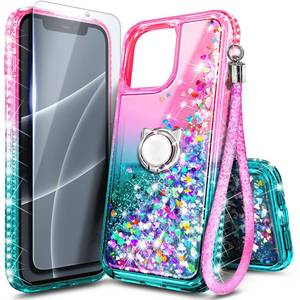 lot 20075 image: NGB Designed for iPhone 1212 Pro Case, Cute Liquid Glitter PinkAqua