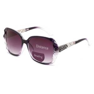 lot 20079 image: FEISEDY Bifocal Sunglasses Reader for Women, Oversized Butterfly Sun Readers with Blue Light Blocking, Fashion Glitter Temple Outdoor Reading Glasses, UV400 Protection B0353 Dark Rose Purple,3.0x