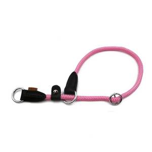 lot 20081 image: Aiminto Braided Round Martingale Dog Collar, Training Collar with Slidable Stop Ring and Adjustable Stopper - Ideal for Medium Dogs (M(13) - 18 Long, Pink)