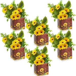 lot 20082 image: Giegxin 6 Sets Artificial Sunflowers Decorations Sunflower Table Centerpieces Artificial Flower Arrangement Farmhouse Rustic Greenery Decor for Tables Home Office Kitchen Bathroom Plant Decor