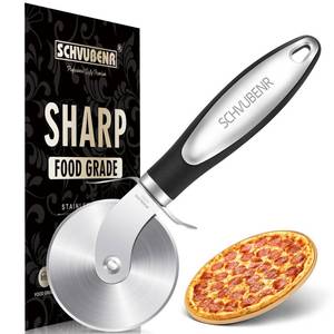 lot 20087 image: SCHVUBENR Premium Pizza Cutter Wheel - Ultra Sharp Stainless Steel Pizza Slicer with Non-Slip Soft Grip Handle - Multi-Purpose Cutter for Pizza, Dough & Pastry - Dishwasher Safe, Easy to Clean - Black