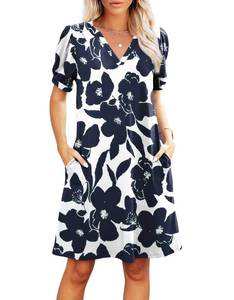 lot 20090 image: RUMIA Summer Sundress for Women Short Sleeve Casual Dress with Pocket Large