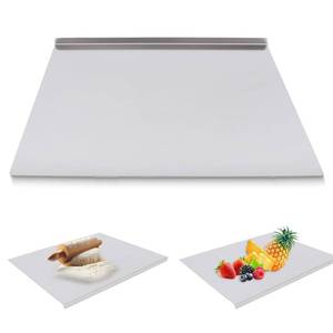 lot 1250 image: Extra Large Stainless Steel Cutting Board with Lip �� 16 x 12 Metal Chopping Board for Kitchen Countertop, Non-Slip Steel Pastry Board for Meat, Vegetables, Dough & Baking, Easy to Clean