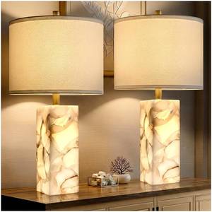 lot 1270 image: Scenekoy 23 Alabaster Table Lamp Set of 2 with Night Light for Living Room