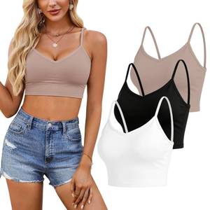 lot 2199 image: HERYEA 3 Pack Women V-Neck Thin Strap Camisoles, Cropped Tank Tops26H213 S missing blacktop