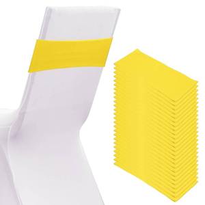 lot 2200 image: PATIKIL Premium Spandex Chair Sashes Bows, 25 Pcs Elastic Stretch Chair Cover Band Ties with Slider Buckle for Birthday Party Banquet Wedding Decoration, Lemon Yellow
