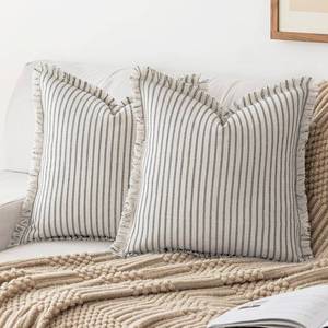 lot 2248 image: YEENAASY Throw Pillow Covers 20x20 Boho Striped Pillow Cases with Tassel