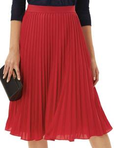 lot 2257 image: GRACE KARIN Womens Summer High Waist Flare A-line Pleated Swing Midi Skirt Red M