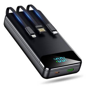 lot 2259 image: Eliegntist Portable Charger 40000mAh Power Bank - PD 22.5W Fast Charging Battery Pack, Built-in Cable Phone Charger 4 Output 3 Input, Compatible with iPhone 16 15 14 13 Android Samsung