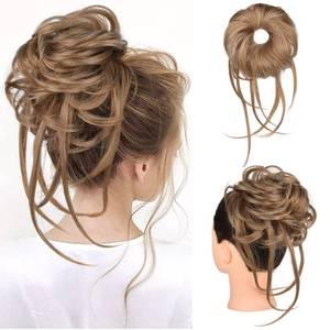 lot 2265 image: HOOJIH Messy Bun Hair Piece - Super Long Tousled Updo Extensions, Wavy Wrap Ponytail Hairpieces, Scrunchies With Elastic Band HB007 Grace - Deep Blonde and Light Blonde Mixed