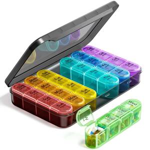 lot 2273 image: Odaro Weekly Pill Organizer 4 Times A Day, Daily Pill Box 7 Day, Black