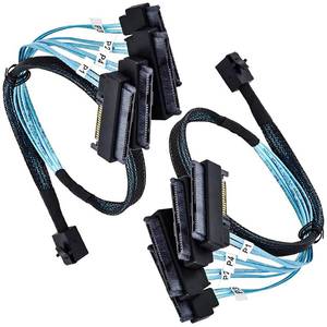 lot 2284 image: 2-Pack SFF-8643 to 4x SFF-8482 SAS Forward Breakout Cable 0.5m, 12Gbps