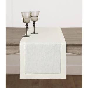 lot 2291 image: Solino Home 100% Pure Linen Dining Table Runner Ivory Hemstitch, 14 x 90 in