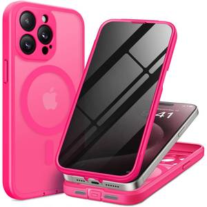 lot 2301 image: TIESZEN for iPhone 15 Pro Max Case, Compatible with MagSafe, Hot Pink