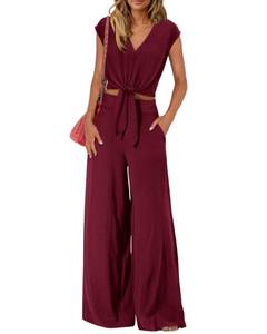 lot 2302 image: PRETTYGARDEN Womens Summer 2 Piece Outfits 2026 Tracksuit,Dark Wine Red,M
