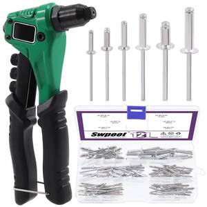lot 2314 image: Swpeet 121Pcs 332 18 532 316 - M2.43.244.8 Rivets with Aluminum Blind Rivet Gun Assortment Kit, Manual Rivet Gun Kit with 4 Manual Interchangeable Rivet Heads and 4 Twist Drills Attached