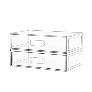 lot 3504 image: Clear Stackable Makeup Organizer with Drawer, 12W Acrylic Storage Drawers