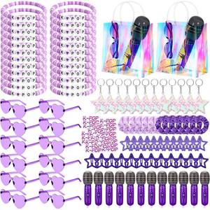 lot 3512 image: Yaomiao 158 Pcs 12 Sets Kpop Party Favors Inflatable Microphones, Purple