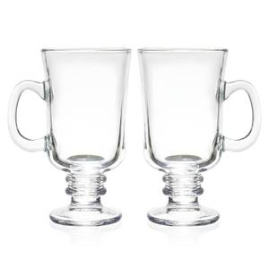lot 4050 image: Bexter Irish Coffee Glass Mugs, Set of 2 (8.35 oz), Clear Glass Latte Cups with Handle, Cappuccino Espresso Hot Chocolate Cups, Stemmed Coffee Glasses for Hot & Cold Drinks