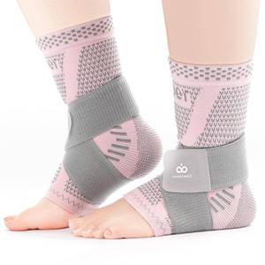 lot 4053 image: INDEEMAX Ankle Brace for Women & Men, Ankle Compression Sleeve Support Copper Infused Ankle Brace for Sprained Ankle, Plantar Fasciitis Sports, Achilles Tendonitis Pain Relief, Pink Silver, M