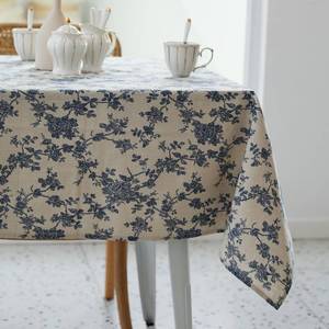 lot 4068 image: YiHomer Pastoral Rectangle Tablecloth - 60 x 84 Inch Table Cloth - Washable Table Cover with Dust-Proof Wrinkle Resistant for Restaurant, Picnic, Indoor and Outdoor Dining, Floral (Dark Blue)