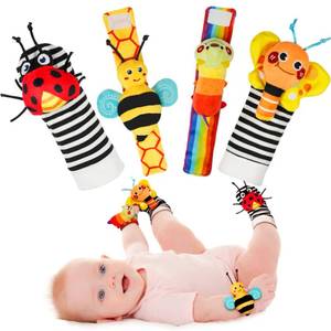 lot 4071 image: Infinno Wrist Rattles and Foot Finder Socks Set, Baby Toys for 0-12 Months