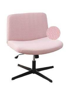 lot 4075 image: Armless Chair Cover Office Desk Chair Cover, Waterproof and Elastic Criss Cross Chair Covers, Vanity Chair Covers,Mid Back Wide Seat Accent ChairCover(Pink,T-Type,Just the Cover)