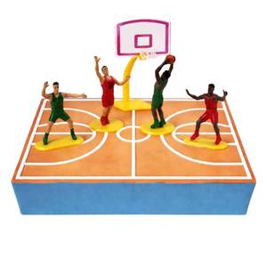 lot 4078 image: Dekora, Basketball Cake Topper for Boys, Basketball Mini Figures for Cake Decorating, Birthday Party Decorations for Kids, 5 Units, 4 Players and 1 Hoop
