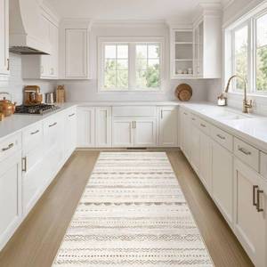 lot 4083 image: Nakagishi Boho 2x6 Runner Rug Machine Washable Rugs Non Slip BeigeBrown