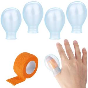 lot 4107 image: 4pcs Waterproof Thumb Protector, Reusable Silicone Finger Sleeve Cover