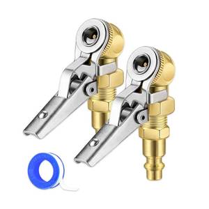 lot 4110 image: ECuoPix Upgraded 2 Pcs 14 Inch NPT Locking Air Chuck, Quick Connect Clip-On Air Chucks for Tires, Closed Ball Tire Inflator Nozzle with Clip, Fits Truck RV Auto Car Motorcycle and Bike