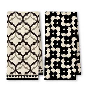 lot 4111 image: ArtisaEura Black Beige Moroccan Kitchen Towels Set of 2, Retro Boho Abstract Dish Tea Towels for Kitchen Decor, Retro Mid Century Modern Hand Towel for Bathroom Decor, 16x24 Inches