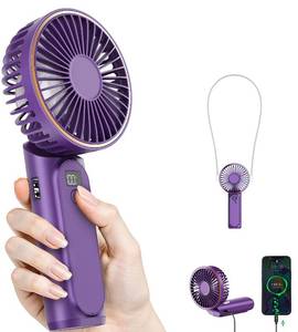 lot 4113 image: TUNISE Portable Handheld Fan, 4000mAh, 180 Adjustable, 6 Speed Wind, USB Rechargeable Foldable Fan with Real-Time Electricity Display