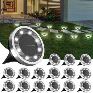 lot 5944 image: INCX 16Pack Solar Ground Lights Outdoor, 8 LED, IP65 Waterproof, Cold White