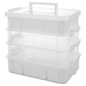lot 5945 image: CraftGenes Craft Organizer, 4 Tier Storage Box with Removable Trays, White