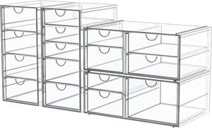 lot 5946 image: caktraie 4-Pack Acrylic 16-Drawer Storage & Makeup Organizer for Desk