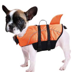 lot 6411 image: Ripstop Dog Life Jacket Shark Life Vest for Dogs, Safety Lifesaver with High Buoyancy and Lift Handle for Small and Medium Breeds��Orange XS��