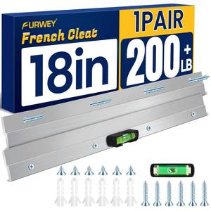 lot 6422 image: FURWEY Aluminum French Cleat with Screws, 18 Inch-1 Pair, Support 200 lbs