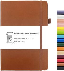 lot 6426 image: BGHEOUYV Notebook Journal, College Ruled Notebook Lined A5 160 Pages,Hard Cover Journals for Writing, Notebooks for Work Office School Women Men,5.7 inches x 8.4 inches(Brown)