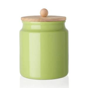 lot 6452 image: Sweejar Ceramic Kitchen Canisters, 28 FLOZ Porcelain Food Storage Jar with Airtight Seal Wooden Lid, Home Container Serving for Coffee Beans, Tea-leave, Sugar, Salt and More, Tool Bucket (Green)
