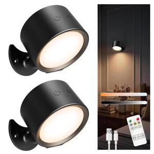lot 6454 image: InfraRay Rechargeable Wall Sconces, Renter-Friendly Peel & Stick (2PCS)