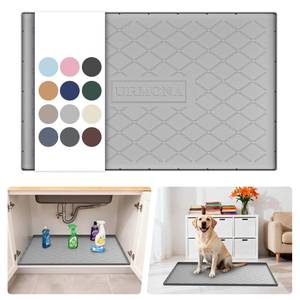 lot 6458 image: URMONA Under Sink Mat for Kitchen Waterproof, 34 x 22 Silicone Under Sink Mat for Shelf Liner Organizer, Cabinet Sink Protector Under Sink Liner for Bottom Kitchen, Bathroom(Light Grey)
