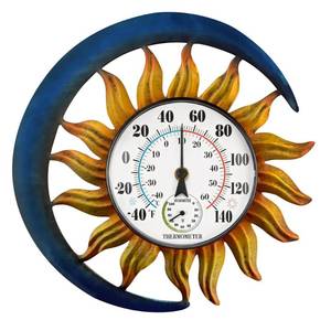 lot 7759 image: Outdoor Thermometer Hygrometer, 13 Vintage Sun Moon Wall-Mounted Decor