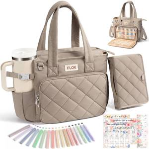 lot 7760 image: Large Bible Bag for Women, Bible Cover Case wStudy Supplies Journaling Kit